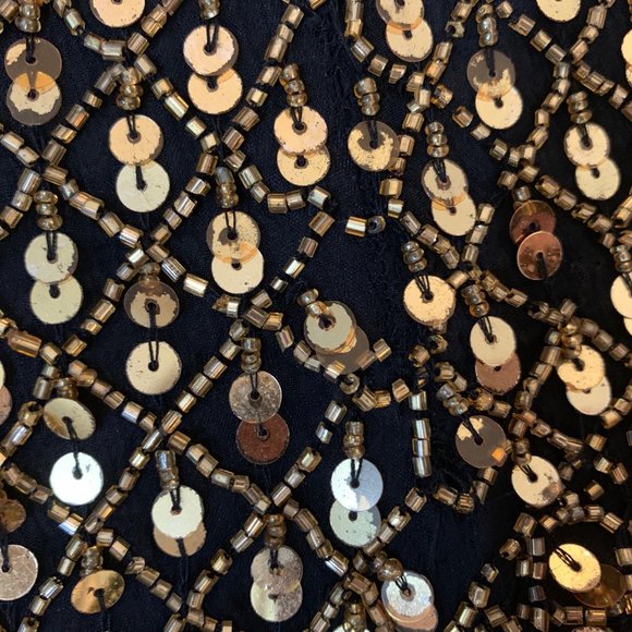 Vintage Mark & John by Gopal Black and Gold Sequin/Beaded Halter Top Size L - Picture 15 of 15